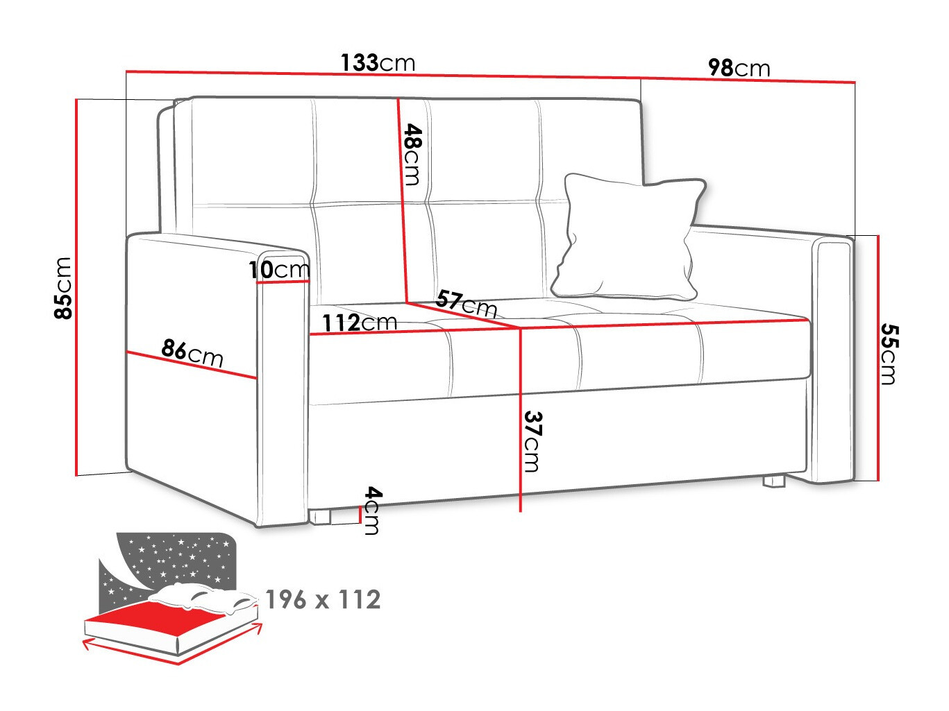 Svefnsófi Nuvora II (Alova 36 + Alova 29)