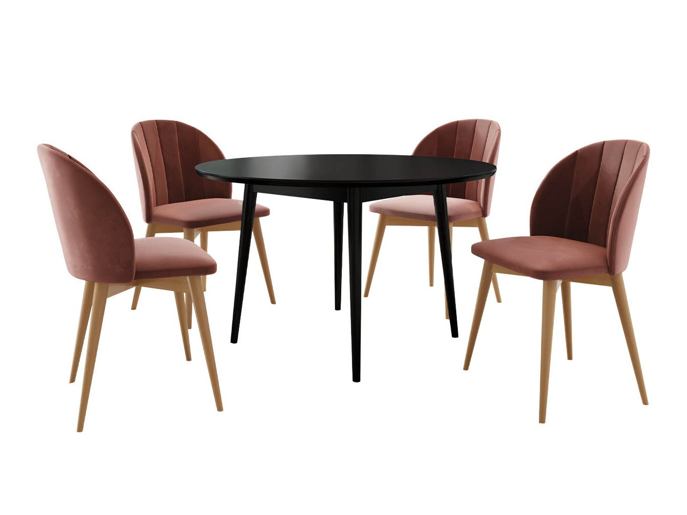 Borðstofusett Racine 127 (Brúnn + Magic Velvet 2258)
