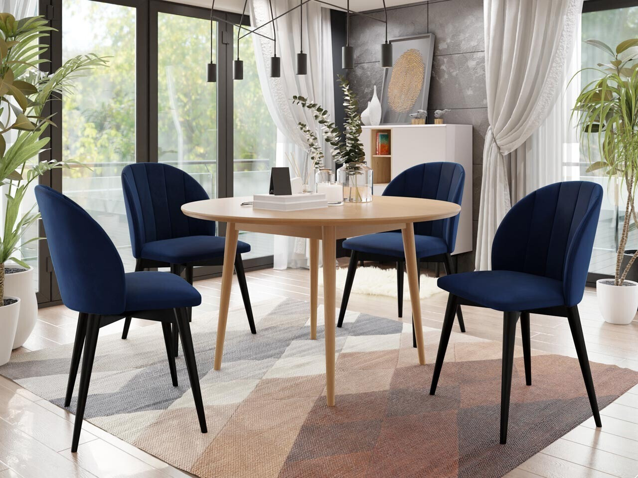 Borðstofusett Racine 127 (Svartur + Magic Velvet 2216)