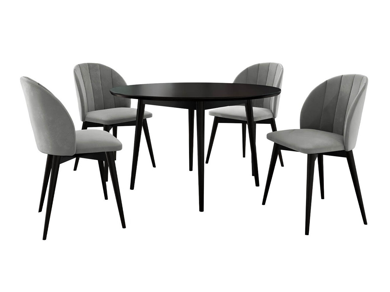 Borðstofusett Racine 127 (Svartur + Magic Velvet 2217)