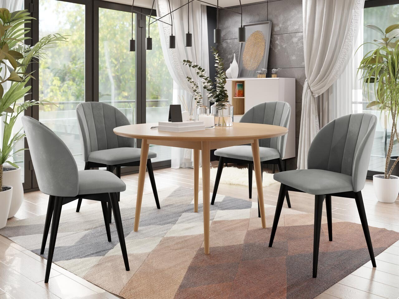 Borðstofusett Racine 127 (Svartur + Magic Velvet 2217)
