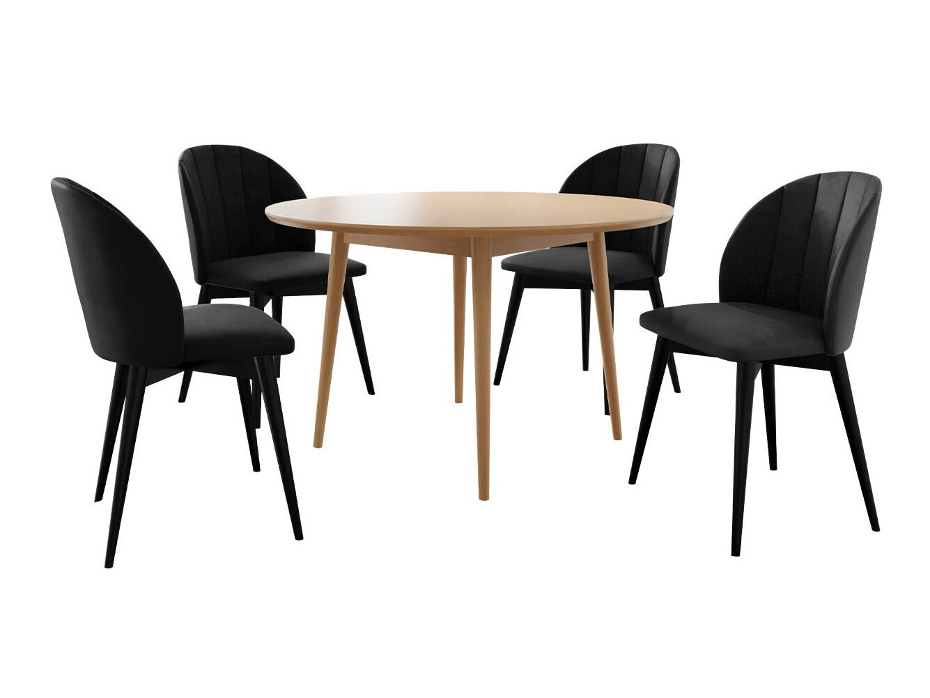 Borðstofusett Racine 127 (Svartur + Magic Velvet 2219)