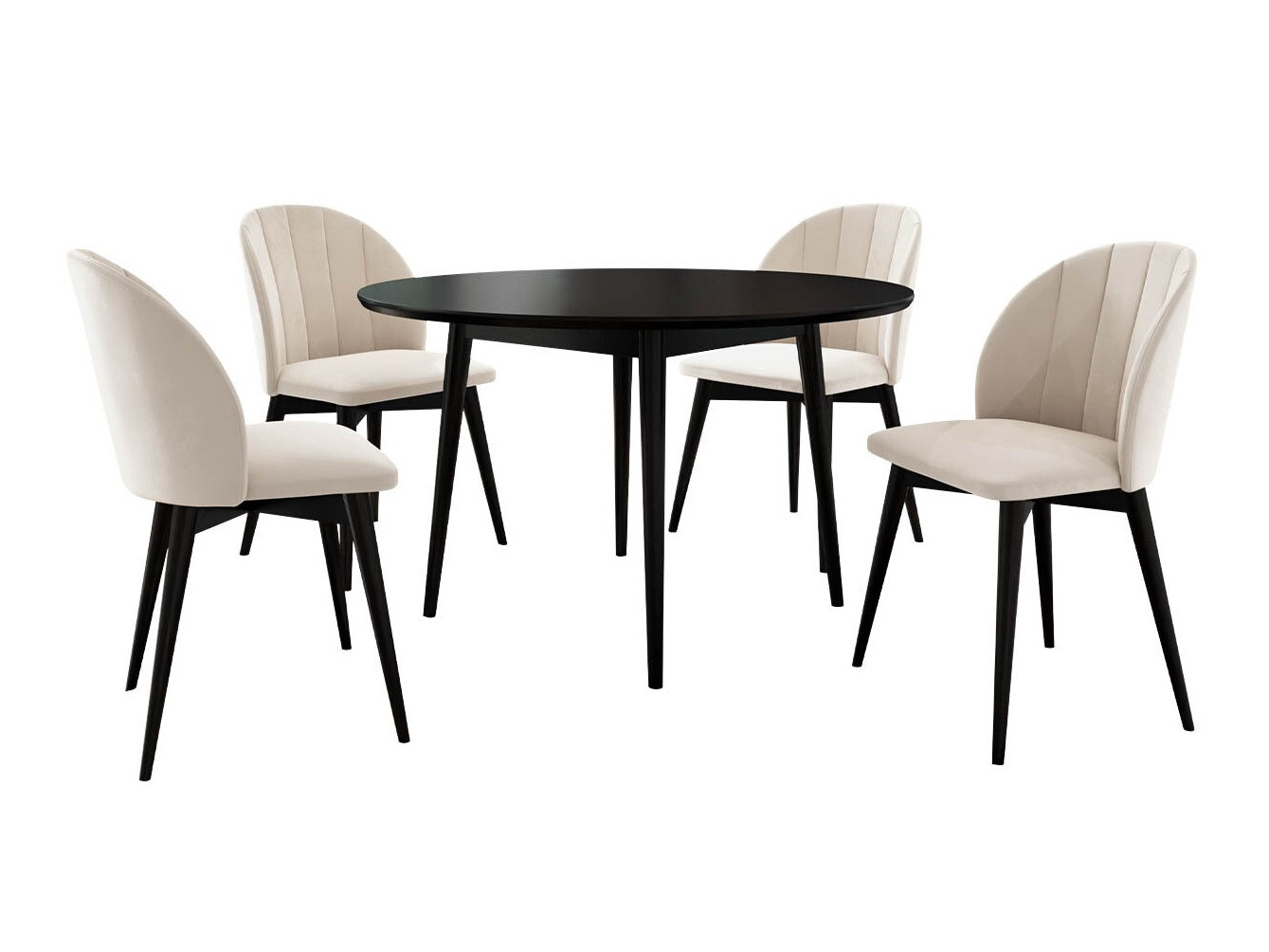 Borðstofusett Racine 127 (Svartur + Magic Velvet 2250)
