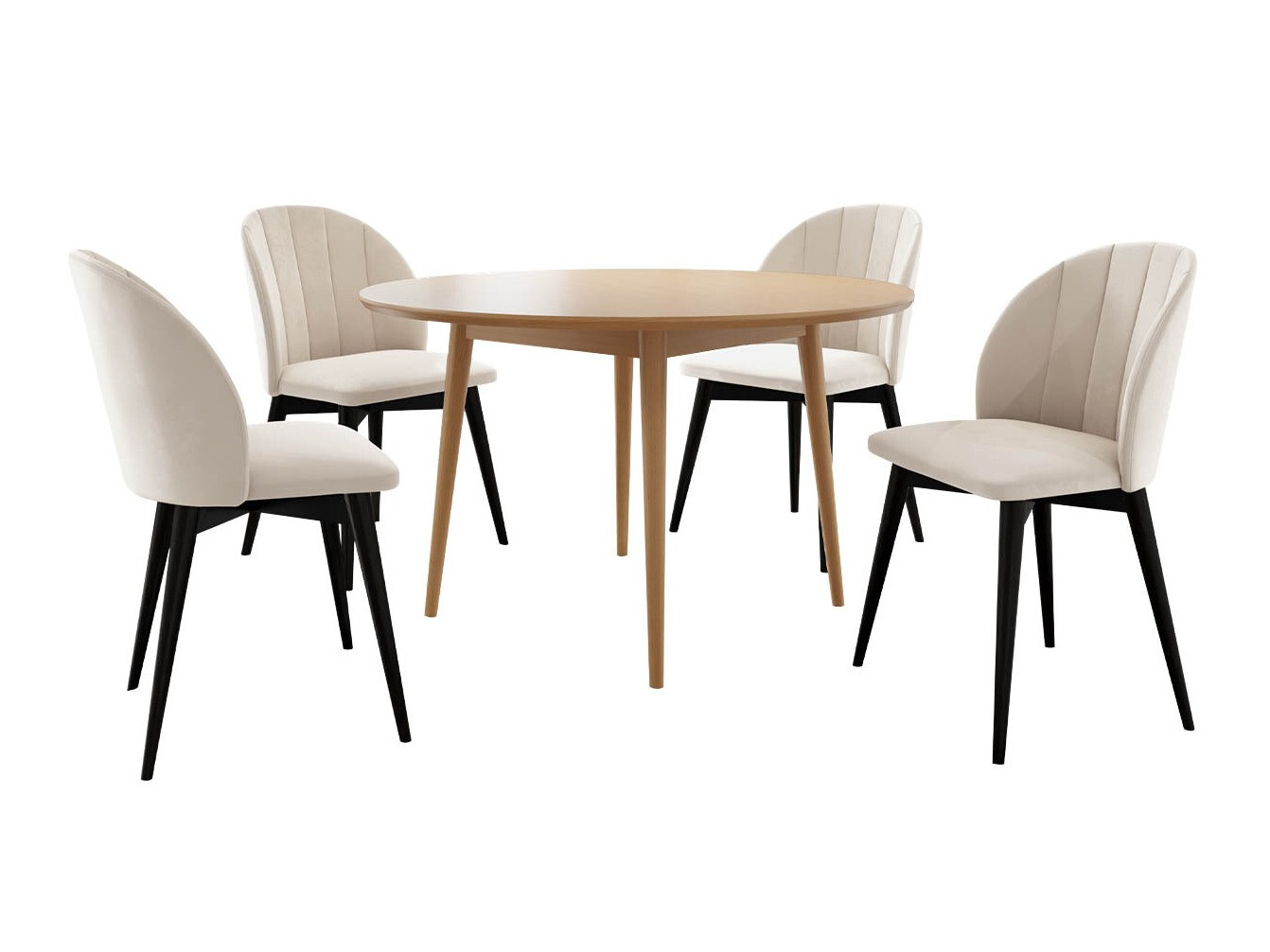 Borðstofusett Racine 127 (Svartur + Magic Velvet 2250)