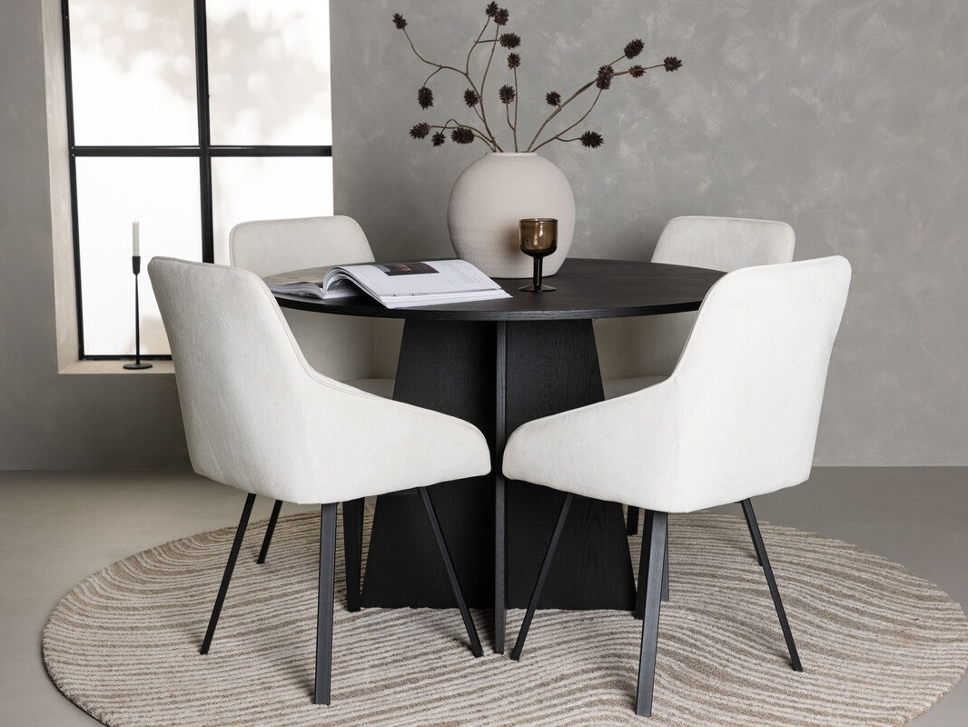 Borðstofusett Dallas 4325 (Beige + Svartur)