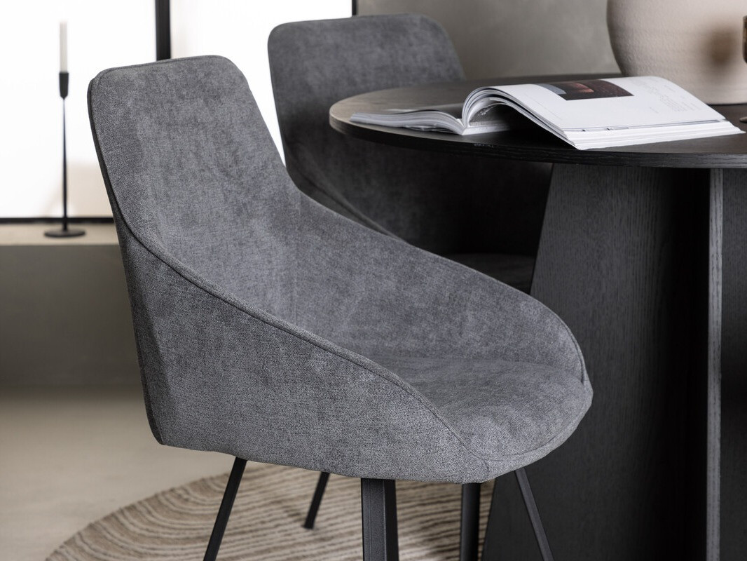 Borðstofusett Dallas 4325 (Dökkgrár + Svartur)