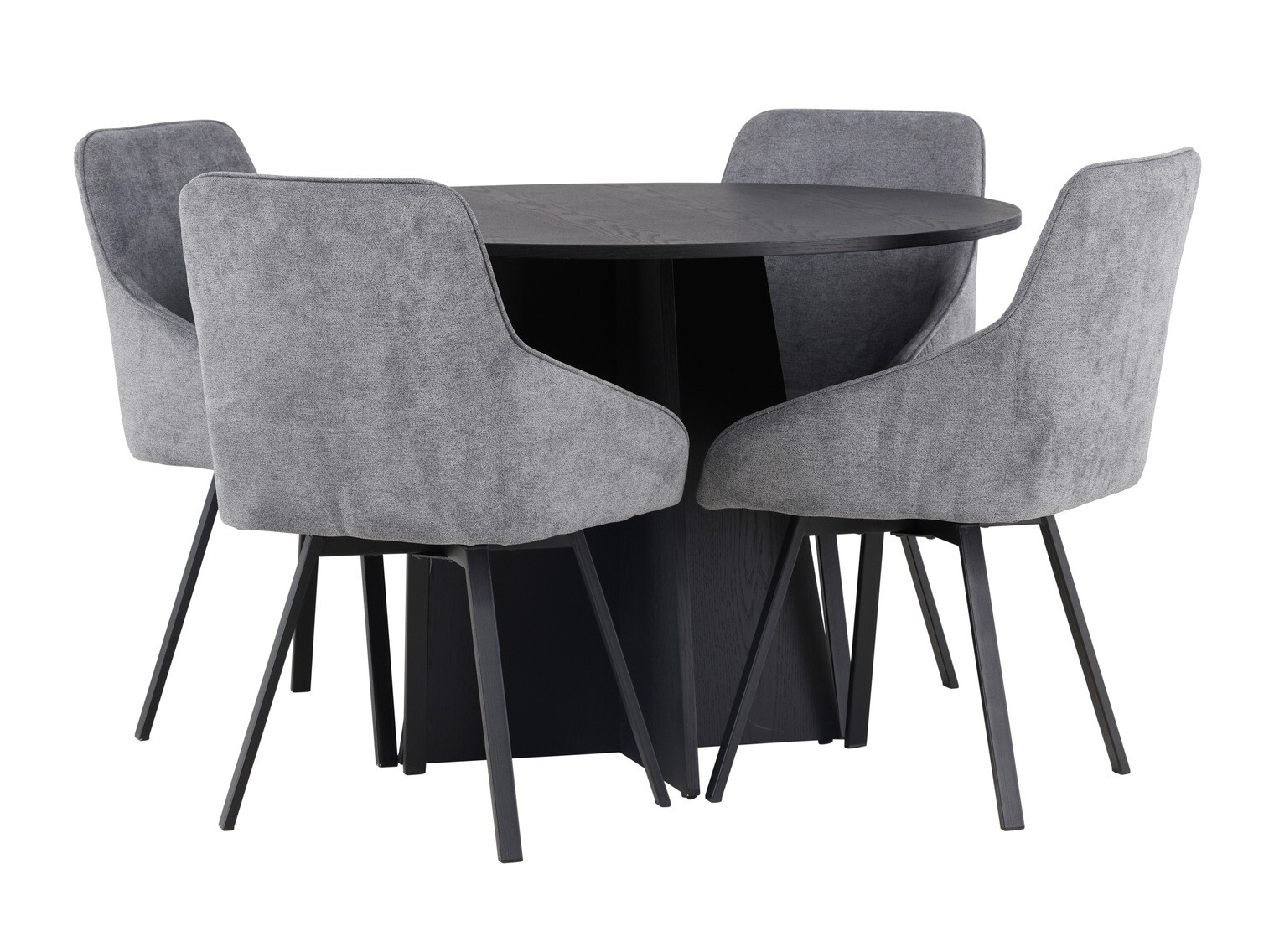 Borðstofusett Dallas 4325 (Dökkgrár + Svartur)