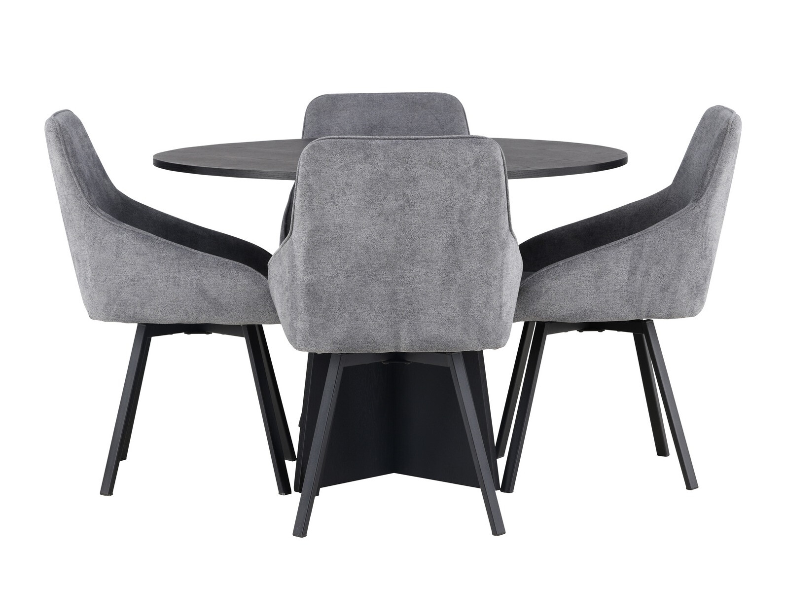 Borðstofusett Dallas 4325 (Dökkgrár + Svartur)