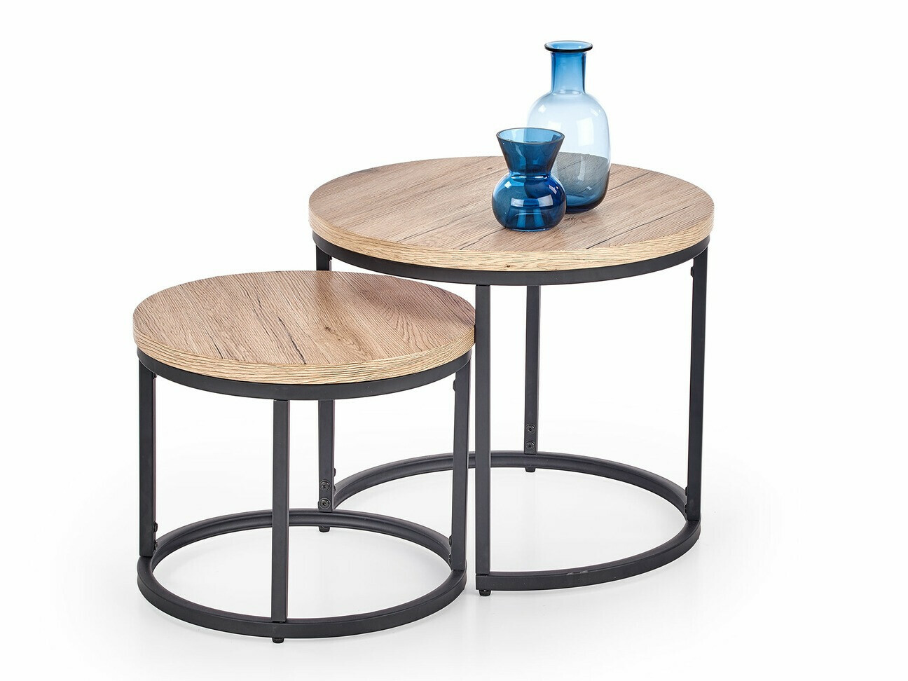Sett af sófaborðum Houston 951 (San Remo-eik + Svartur)
