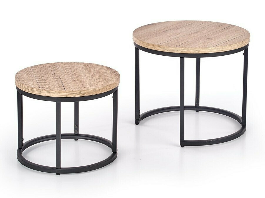 Sett af sófaborðum Houston 951 (San Remo-eik + Svartur)