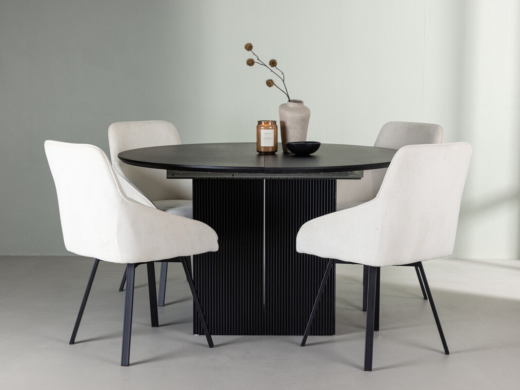 Borðstofusett Dallas 4335 (Svartur + Beige)