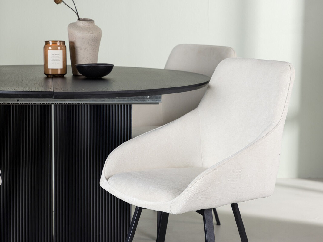 Borðstofusett Dallas 4335 (Svartur + Beige)