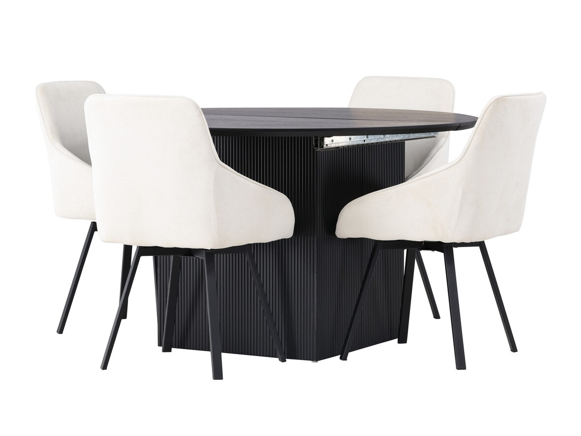 Borðstofusett Dallas 4335 (Svartur + Beige)