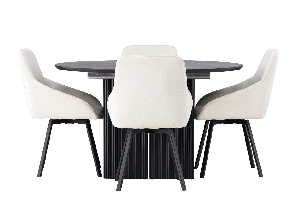 Borðstofusett Dallas 4335 (Svartur + Beige)