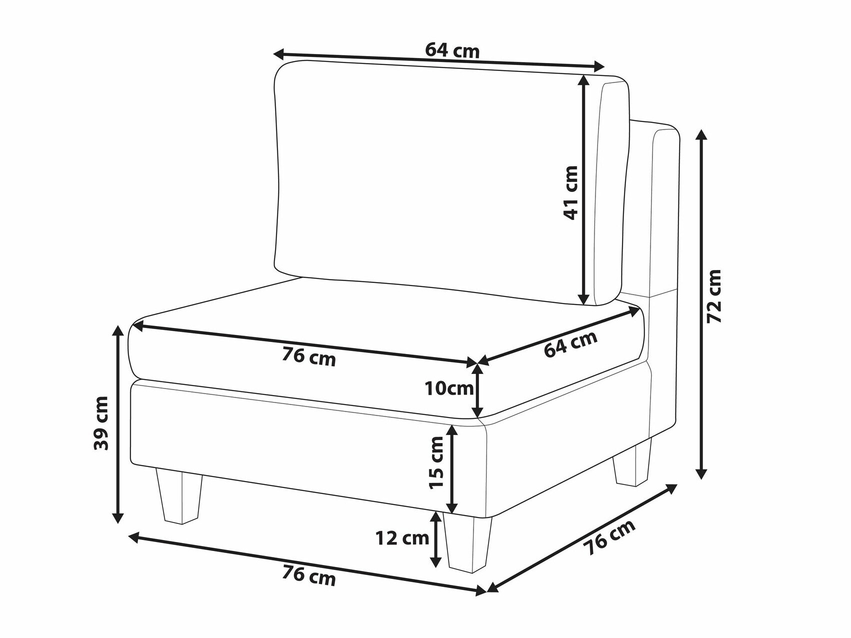 Hægindastóla eining Elbmeli 101 (Svartur)