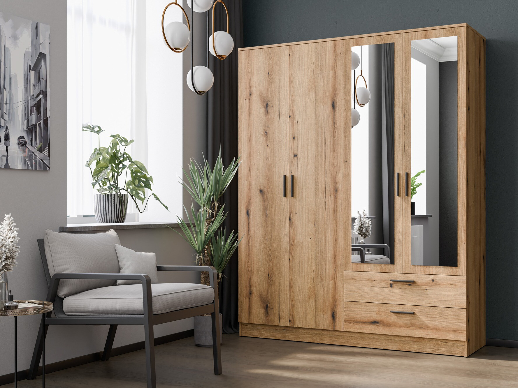 Fataskápur Orlando 223 (Ljós eik)