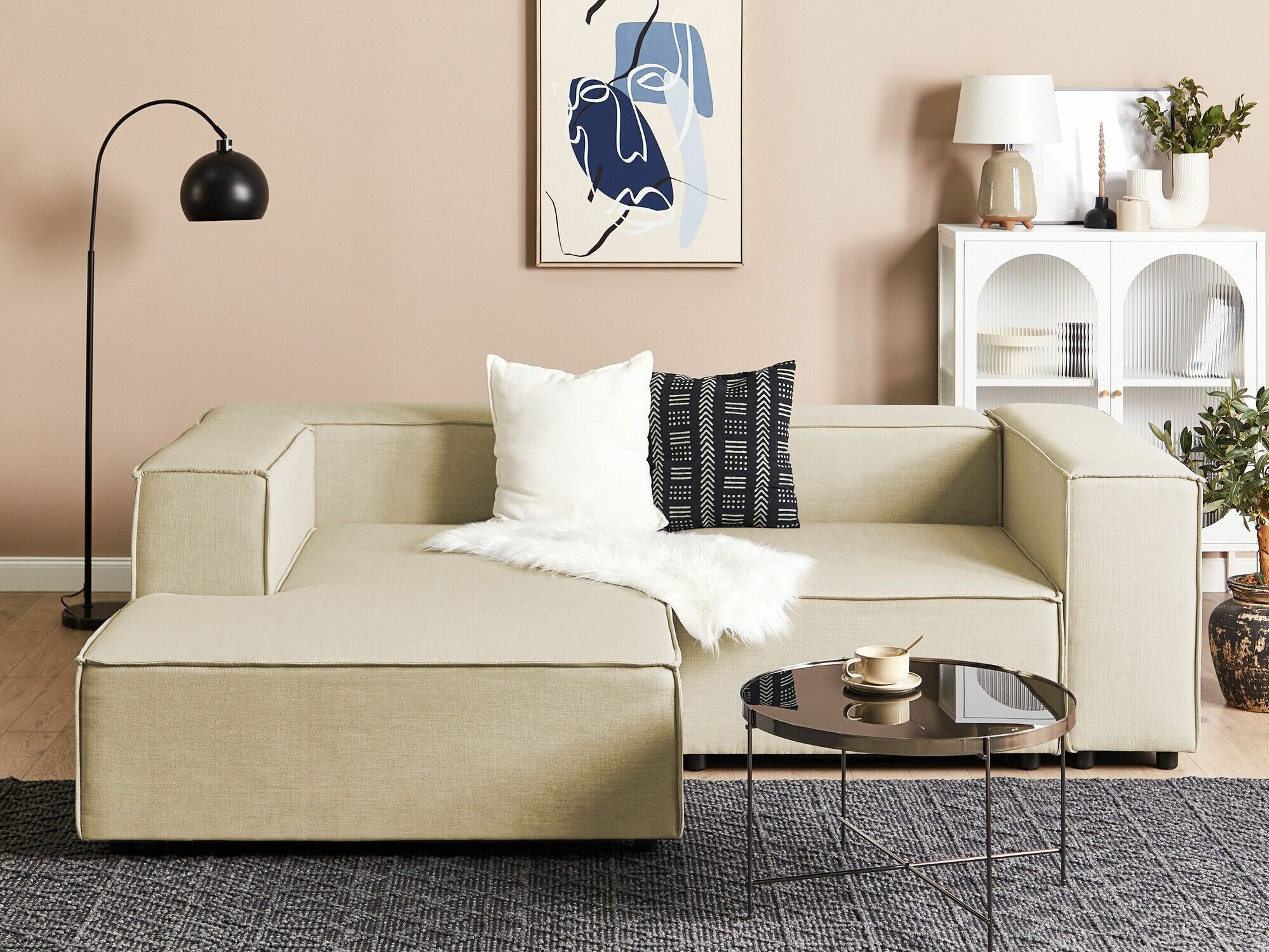Einingahornsófi Enofloi 104 (Beige)