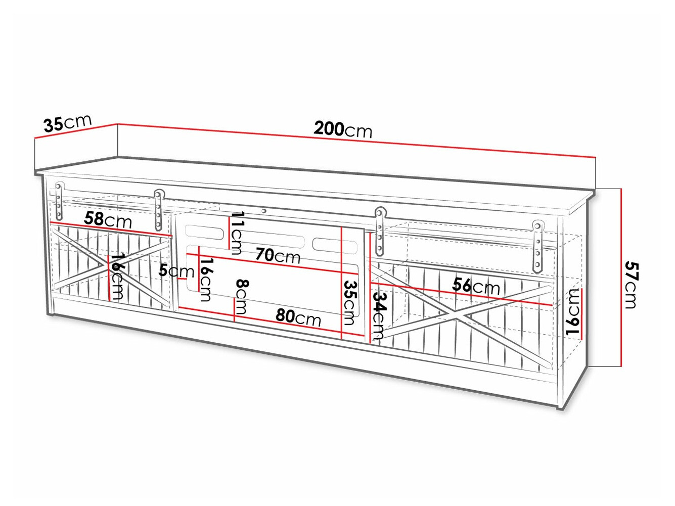 Sjónvarpsskápur Charlotte 165 (Wotan-eik)