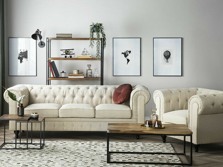 Chesterfield-hægindastóll Cirdoro 102 (Beige)
