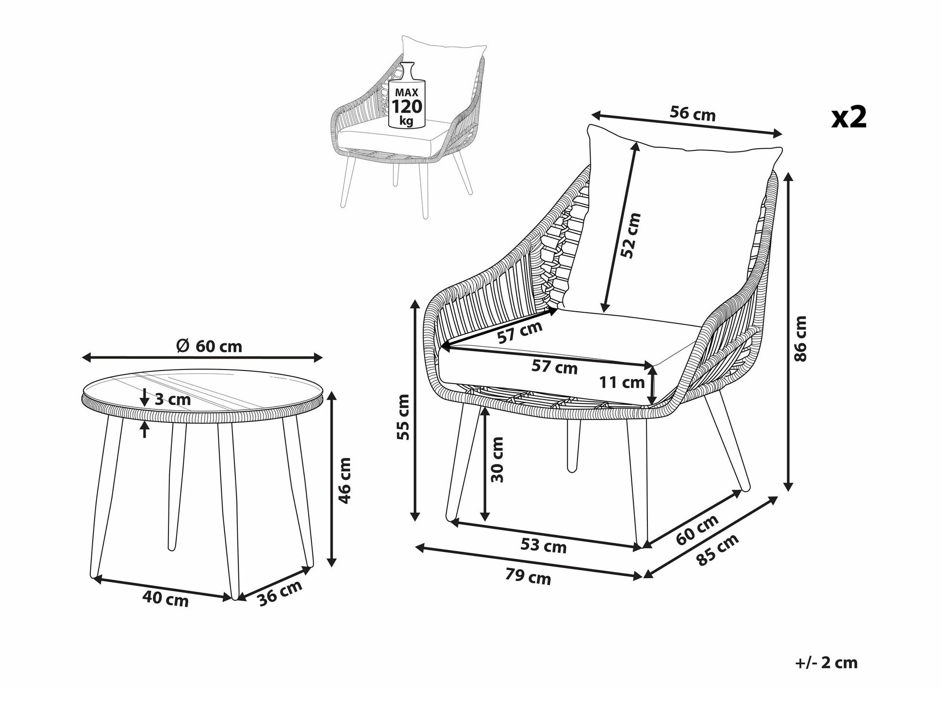 Útihúsgagnasett Berwyn 1839 (Grár)