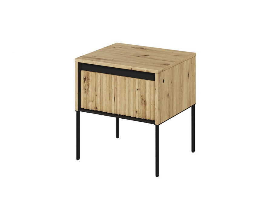 Náttborð Fernolu 111 (Artisan-eik + Svartur)