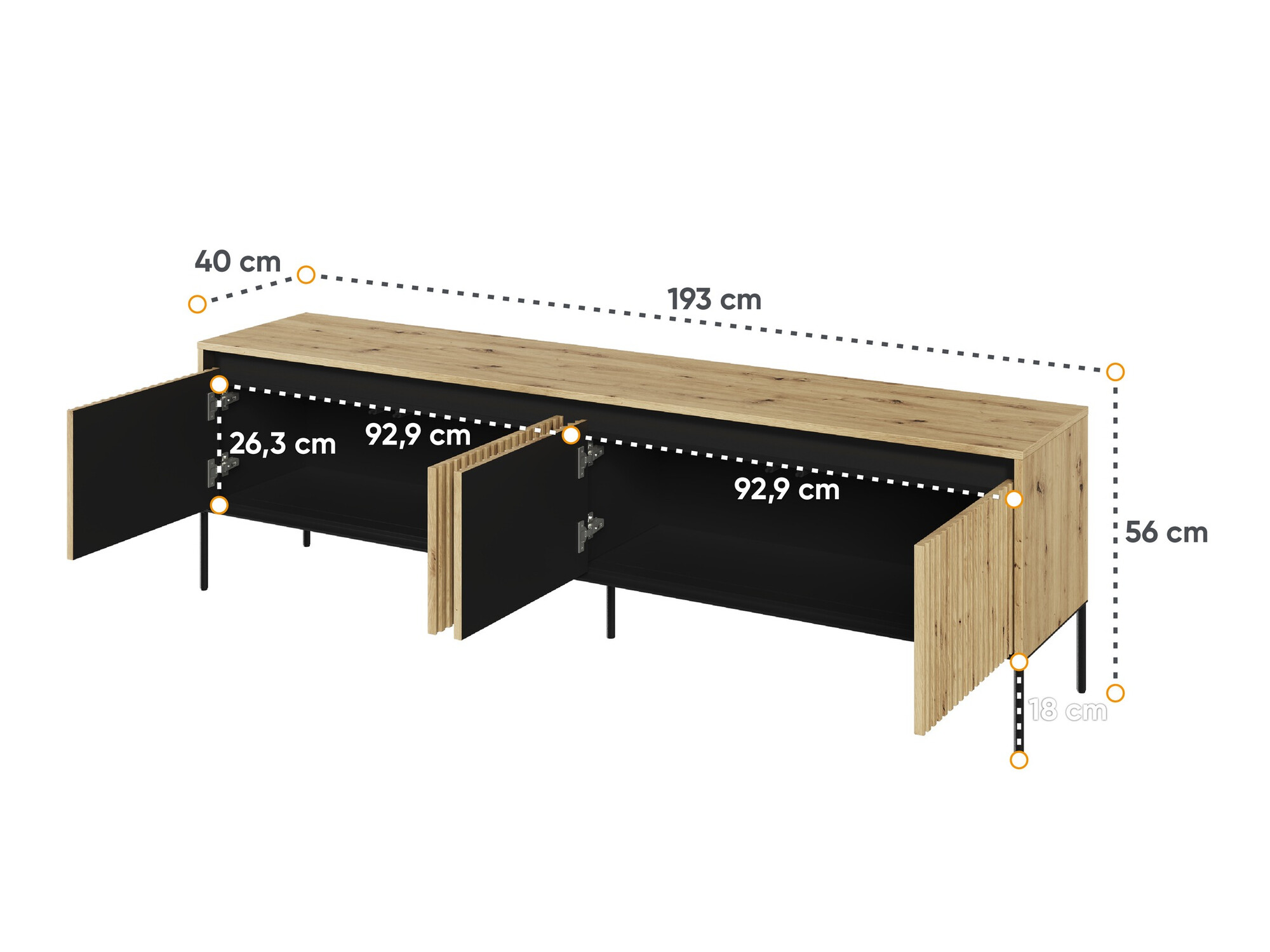 Sjónvarpsskápur Fernolu 105 (Artisan-eik + Svartur)