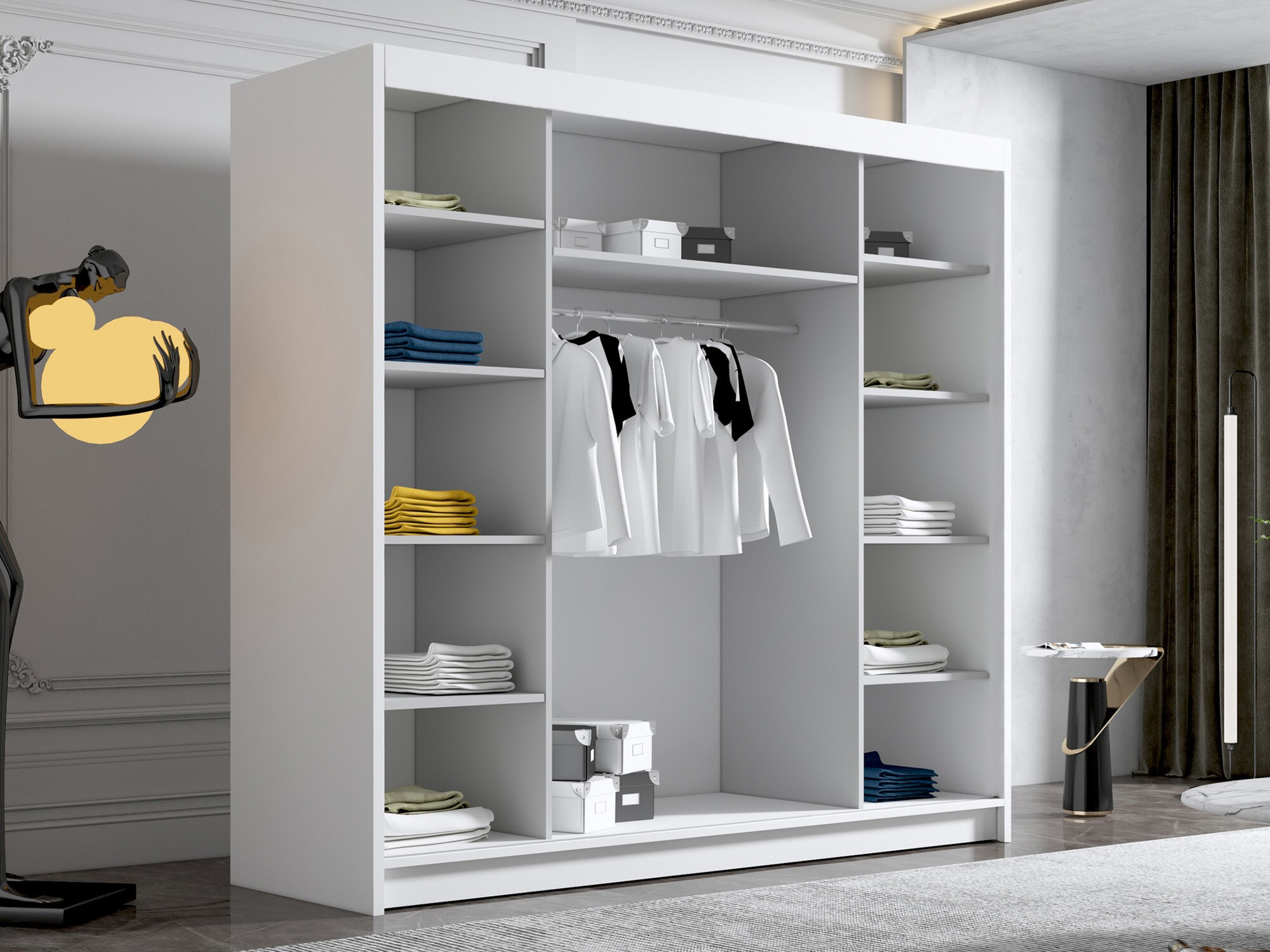 Fataskápur Closico Plenor VI (Svartur + Hvítur)