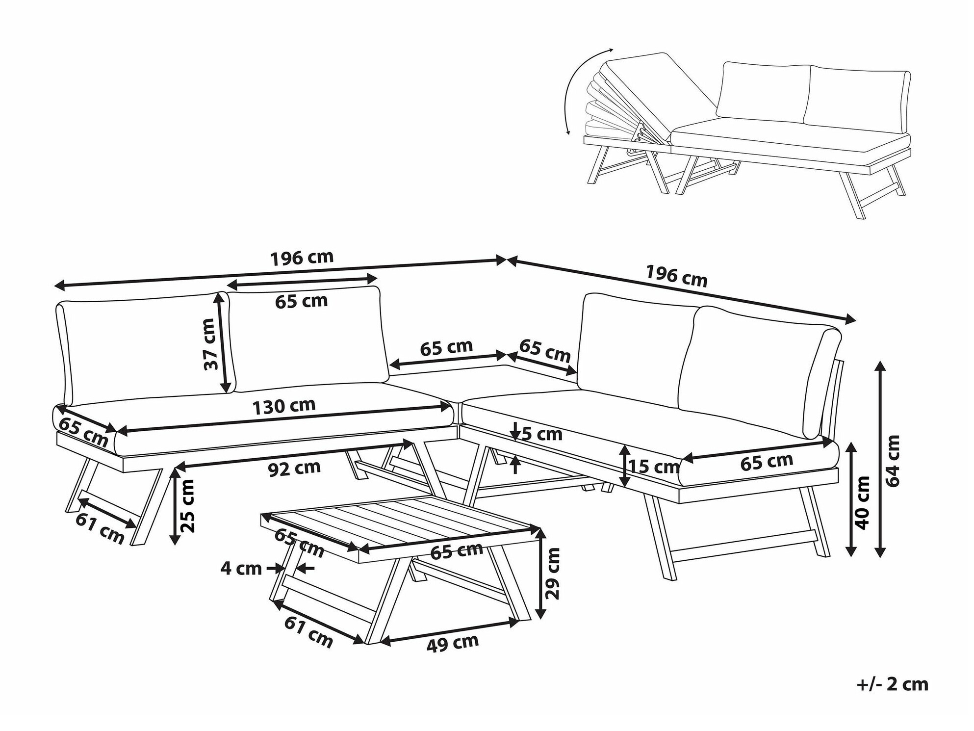 Útihúsgagnasett Berwyn 1960 (Hvítur)