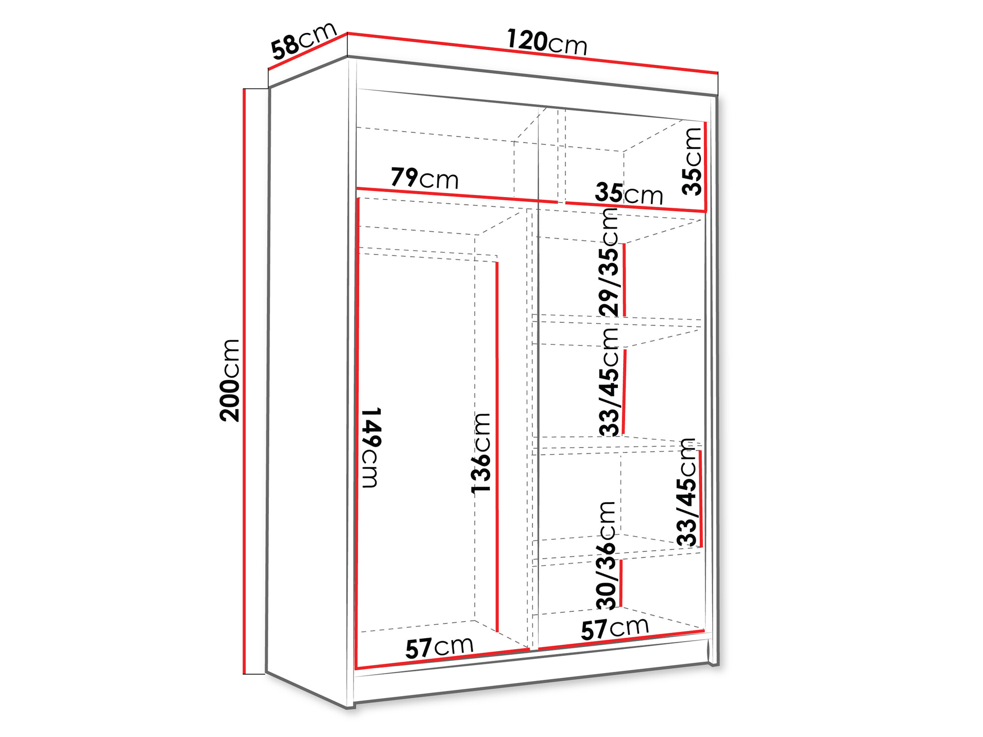 Fataskápur Closico Fornix III (Hvítur)