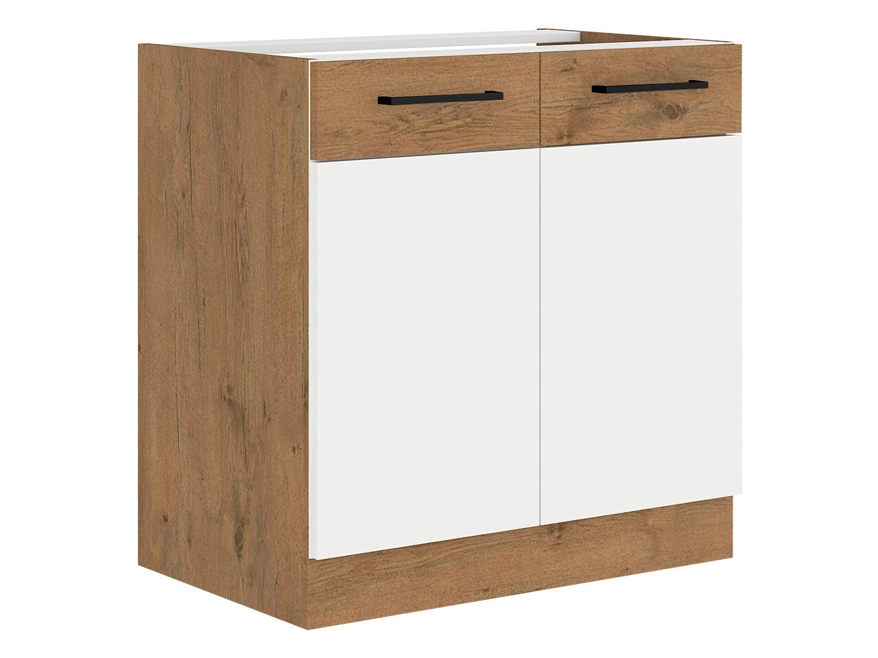 Skápaeining fyrir vask með hurðum Wood White 108