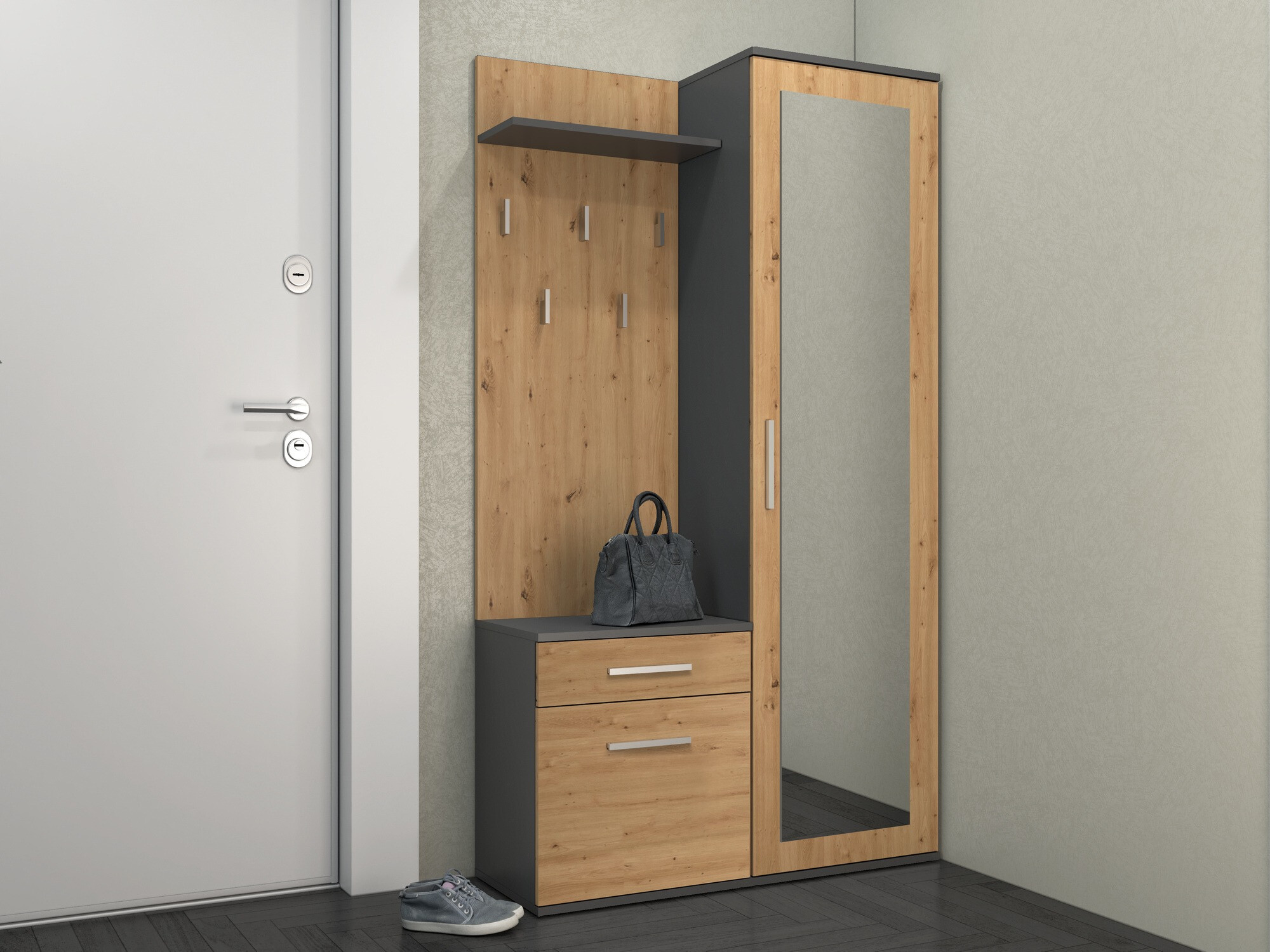 Forstofusett Mandeville 126 (Artisan-eik + Antrasít)