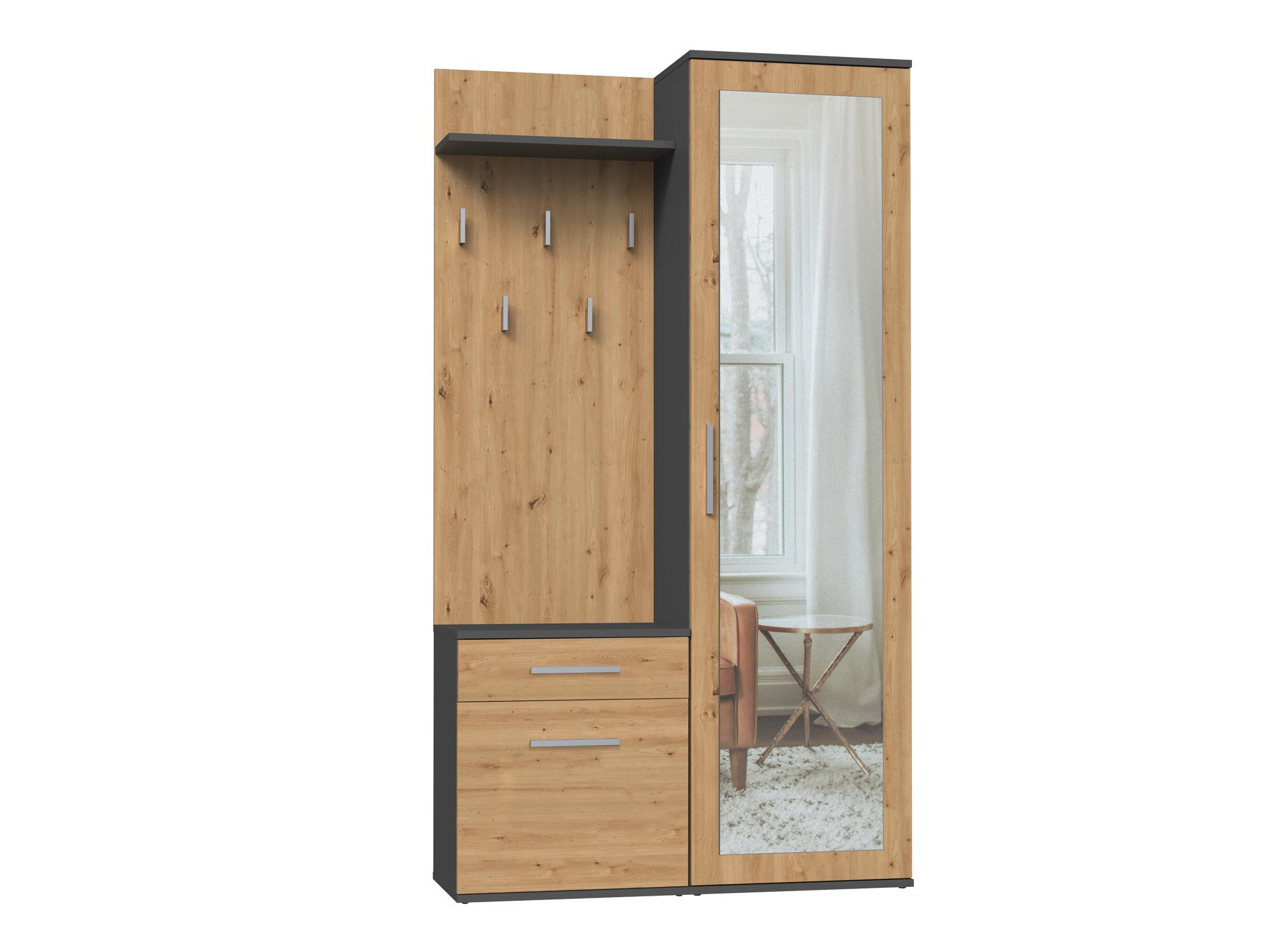 Forstofusett Mandeville 126 (Artisan-eik + Antrasít)