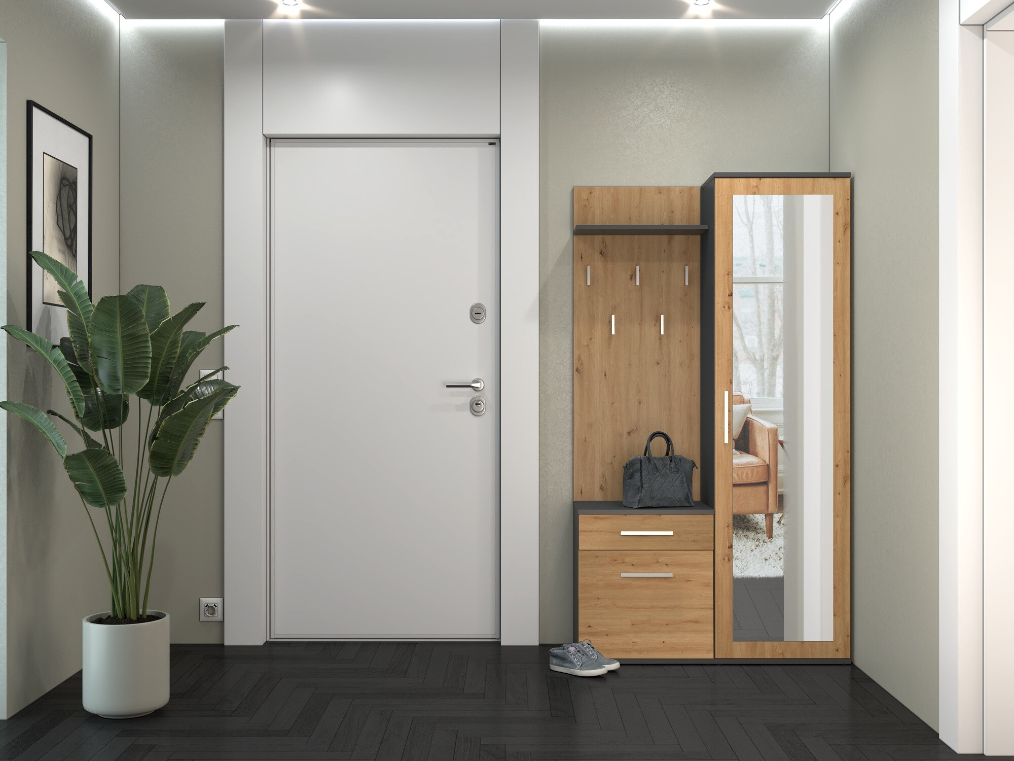 Forstofusett Mandeville 126 (Artisan-eik + Antrasít)