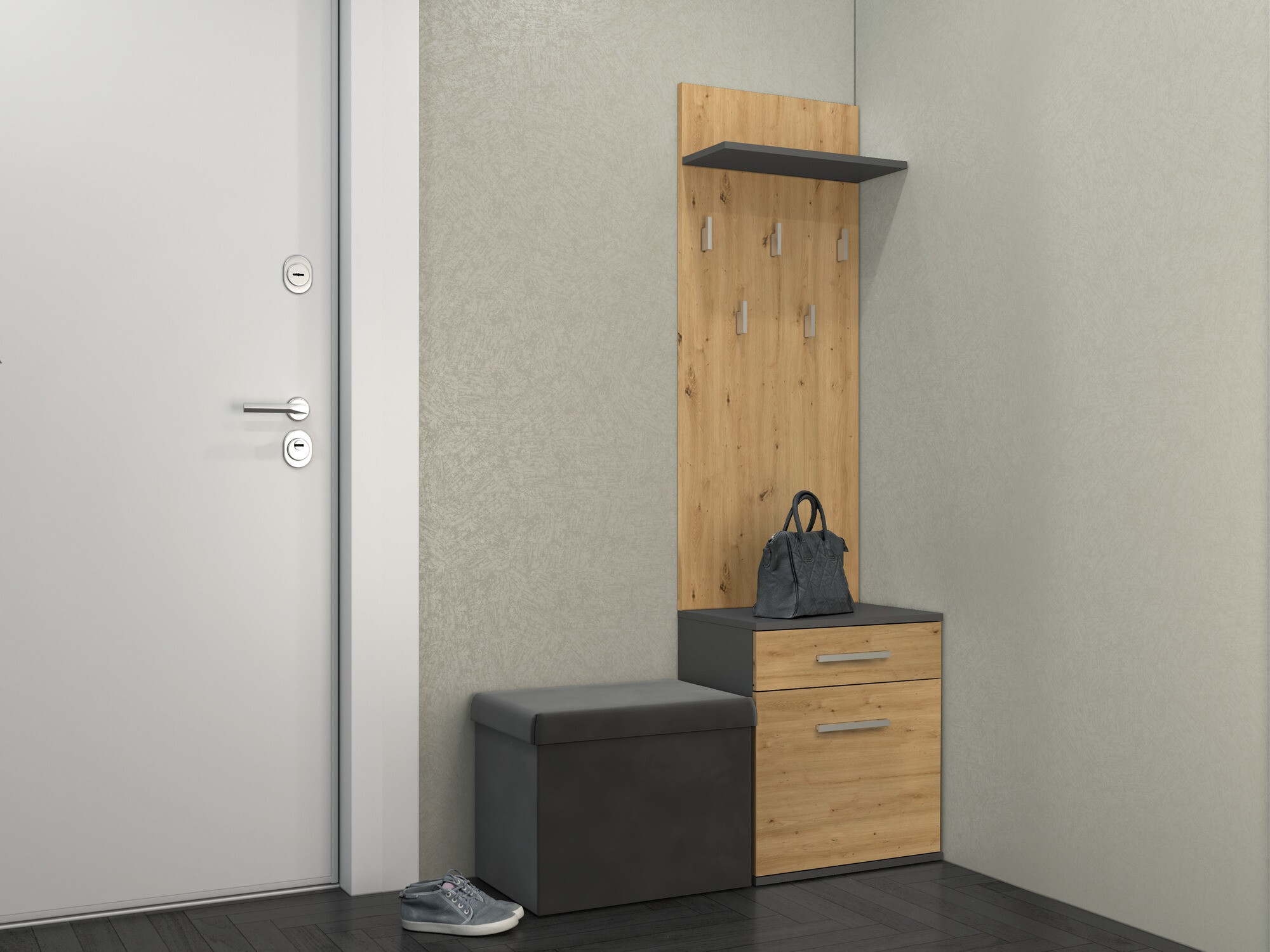 Forstofusett Mandeville 129 (Artisan-eik + Antrasít)