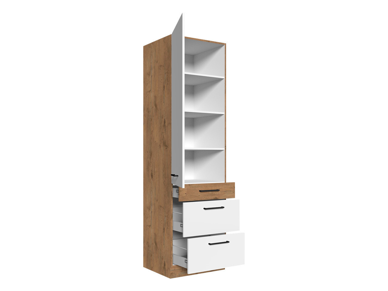 Skápaeining með hurðum Wood White 127