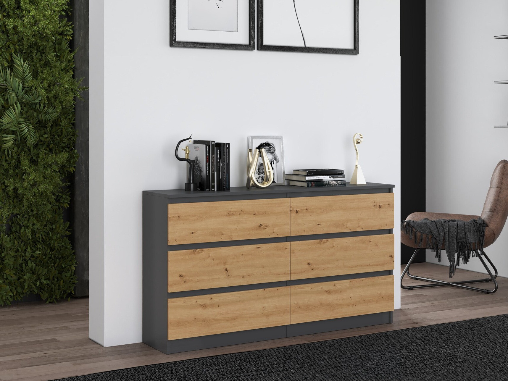 Kommóða Elbvelu 102 (Antrasít + Artisan-eik)