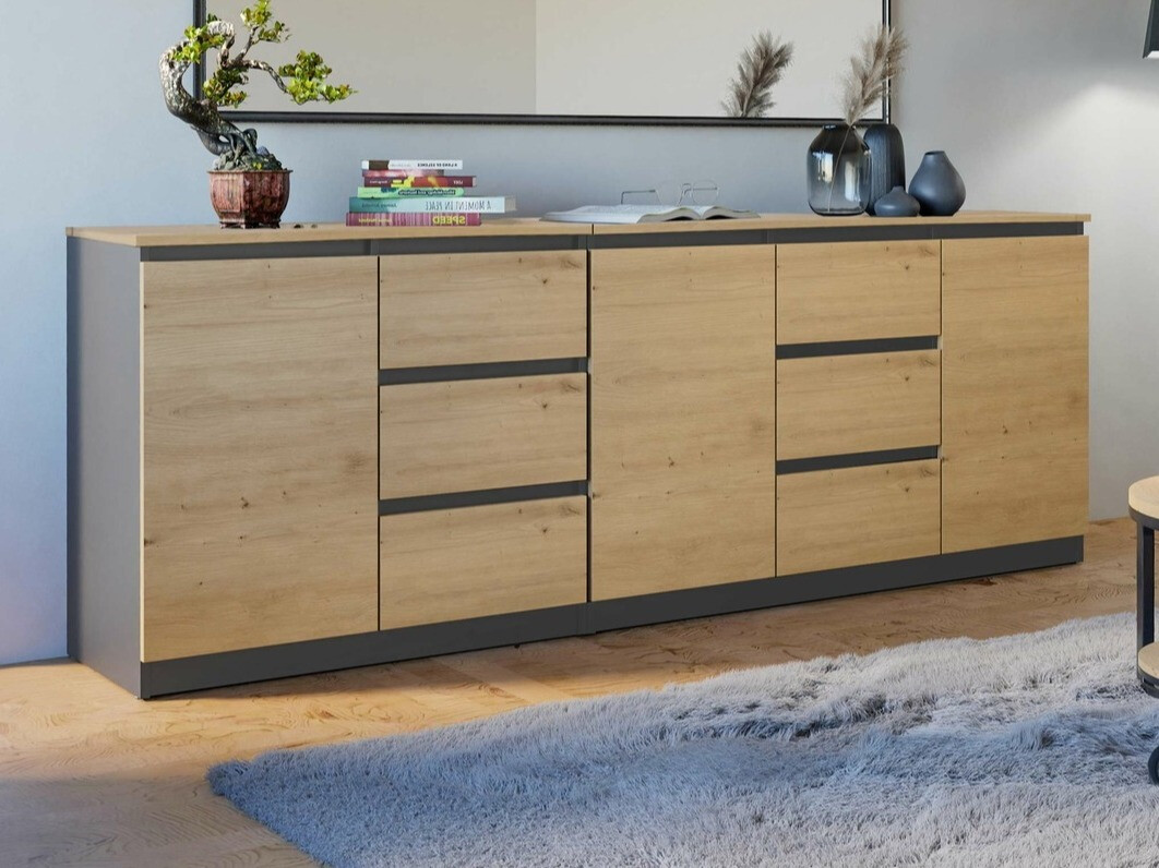 Kommóða Elbvelu 109 (Antrasít + Artisan-eik)