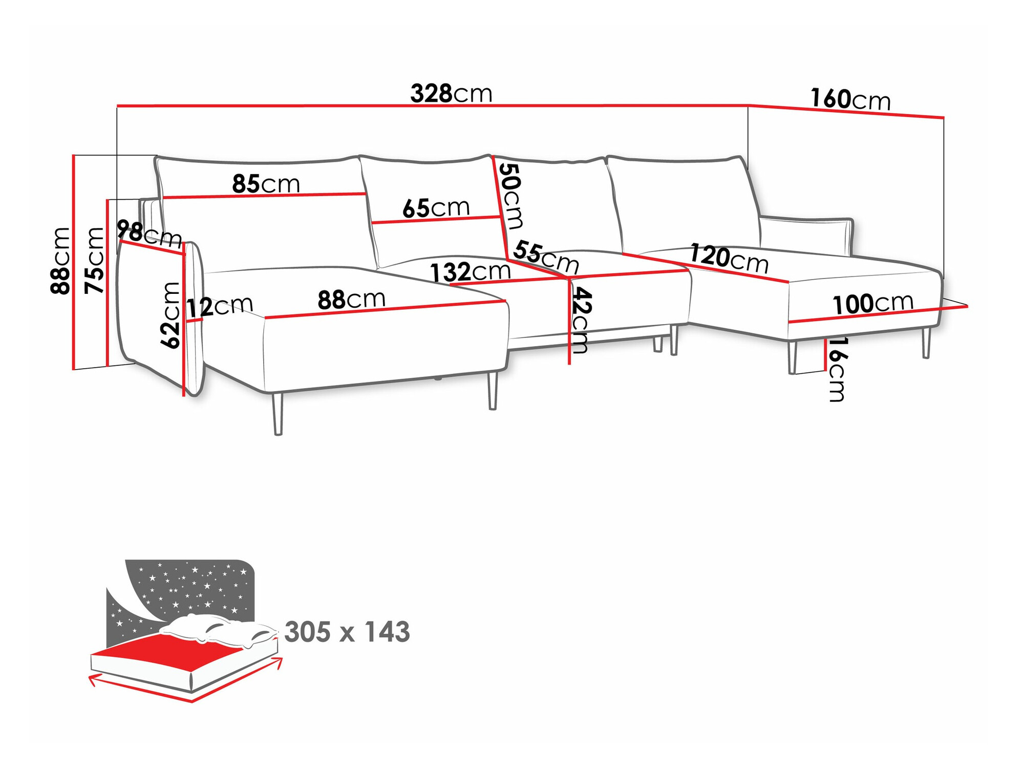 Horn­sófi Columbus 223 (Velo 621)