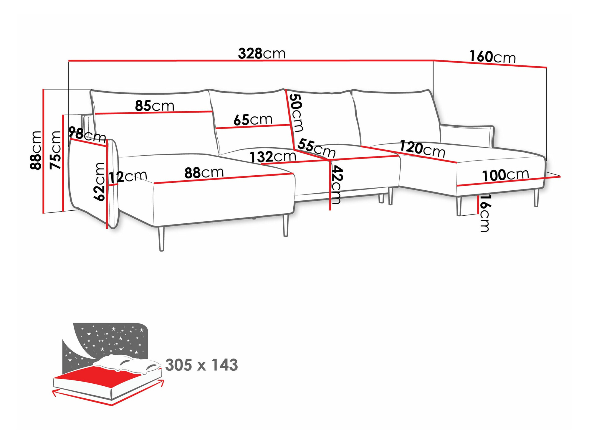 Horn­sófi Columbus 223 (Velo 626)