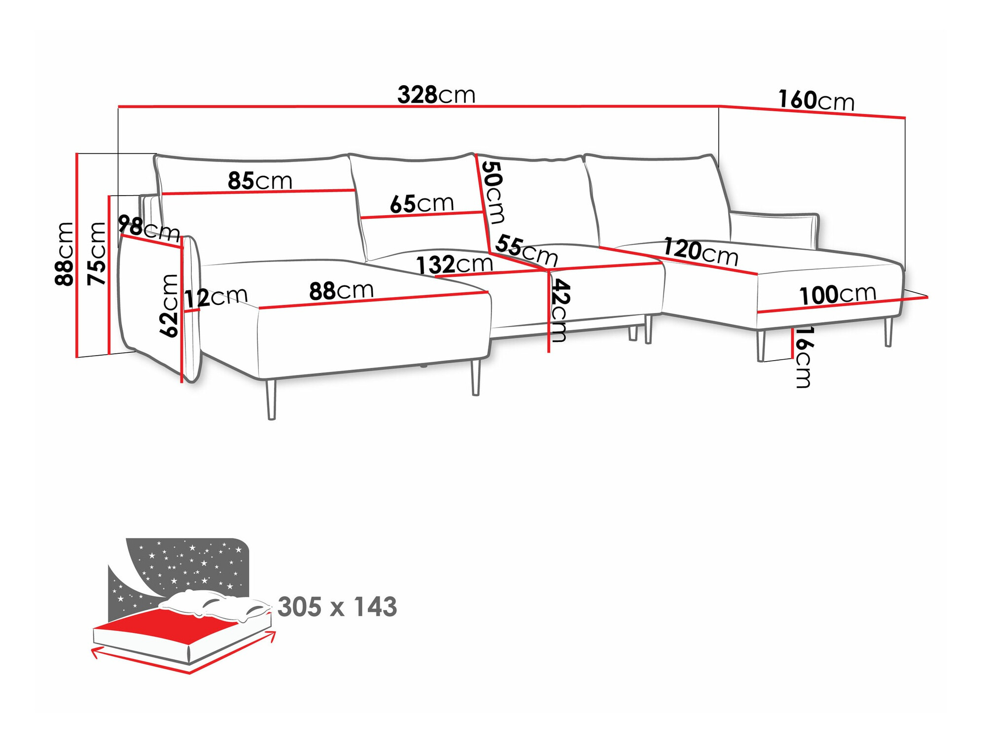 Horn­sófi Columbus 223 (Velo 627)