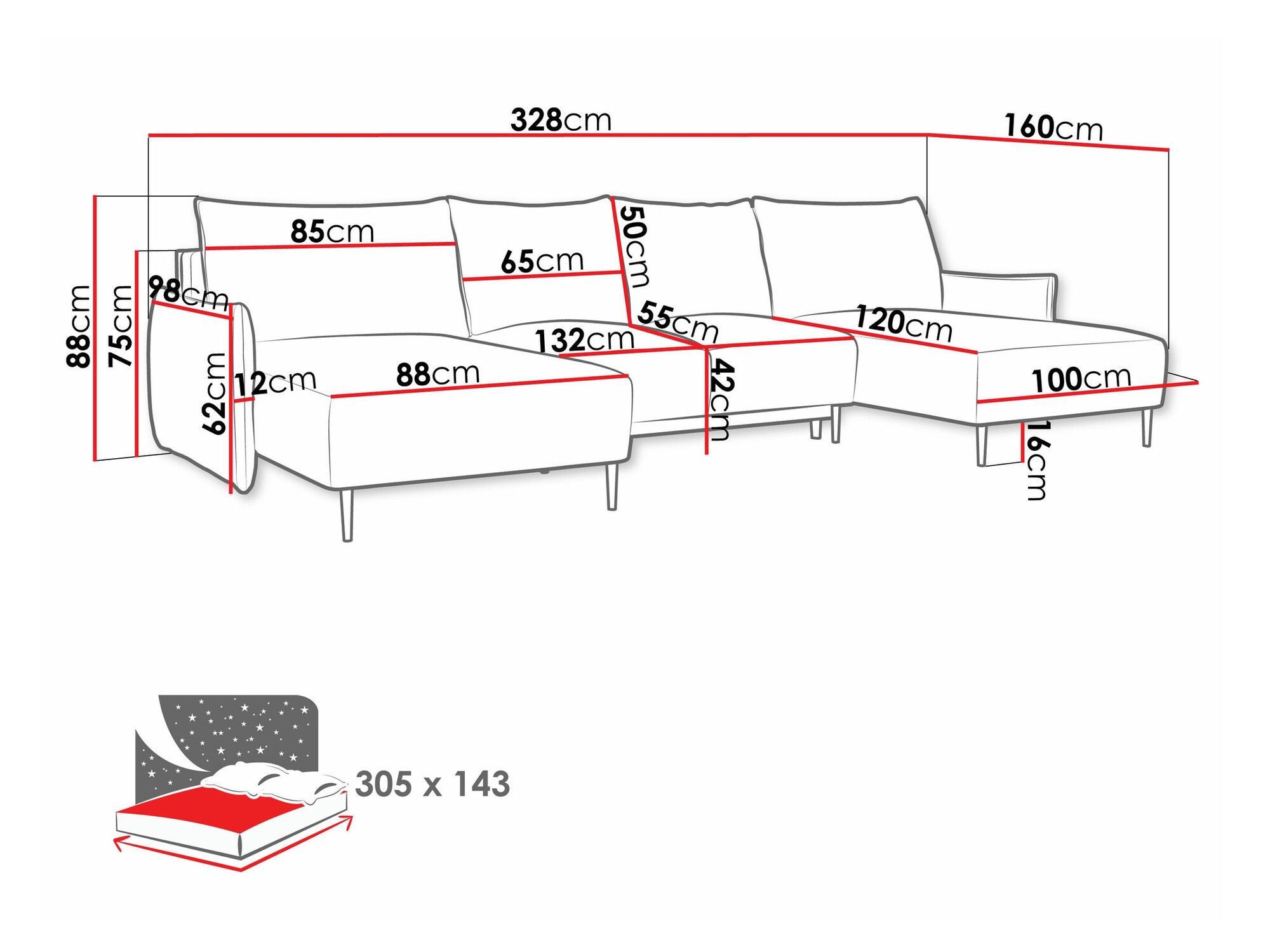 Horn­sófi Columbus 223 (Velo 633)