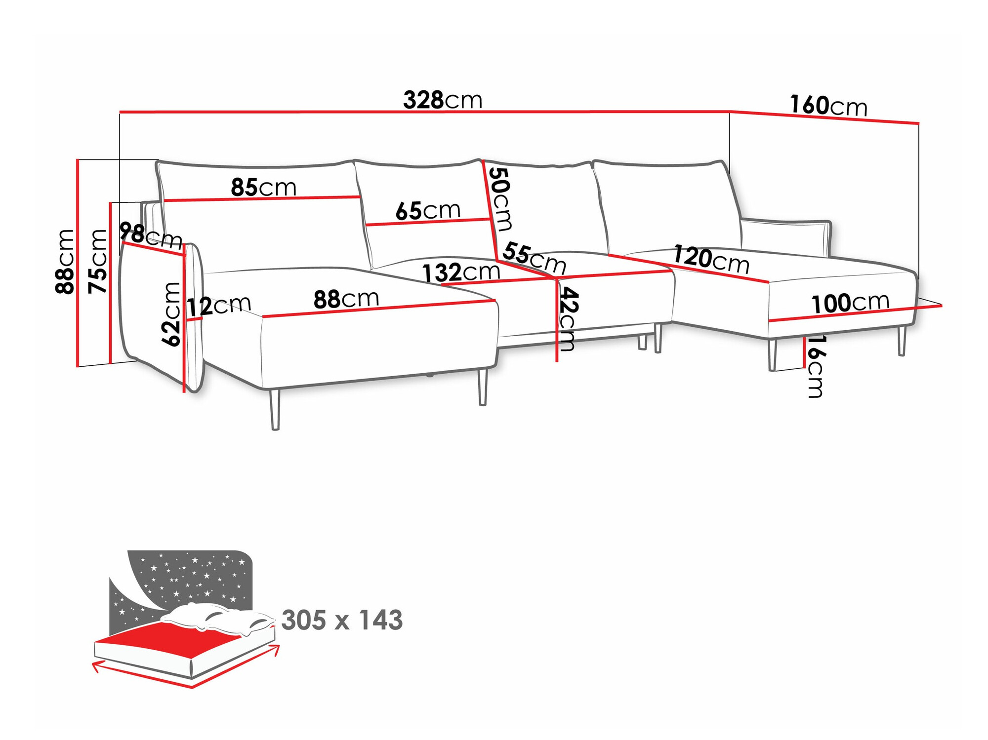 Horn­sófi Columbus 223 (Velo 636)
