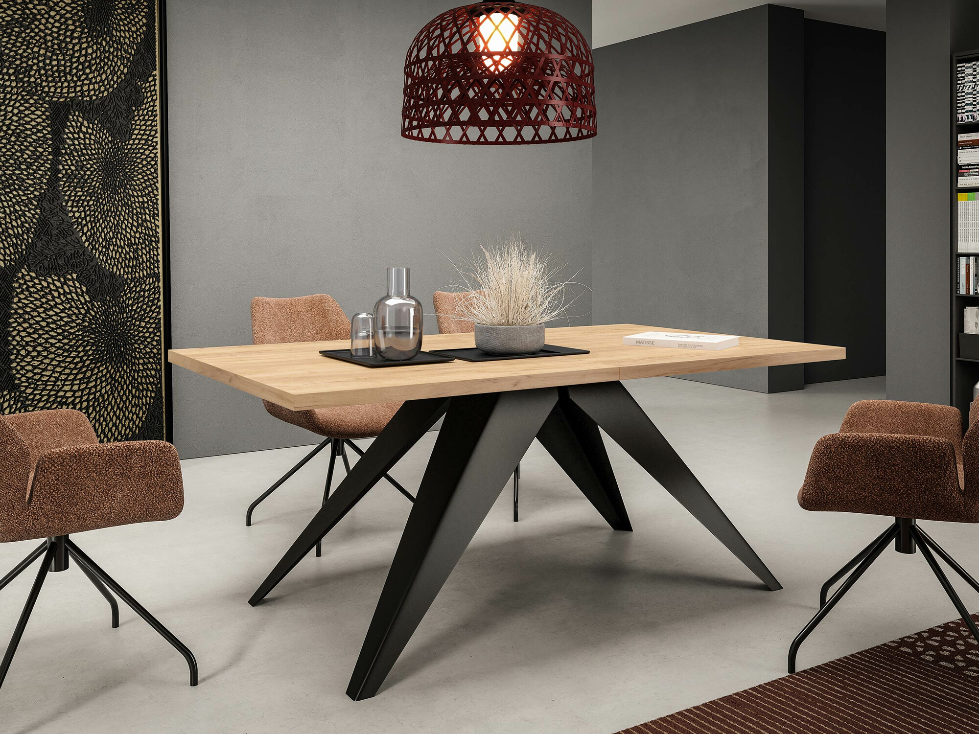 Borð Oswego 113 (Svartur + Craft-gyllt eik)