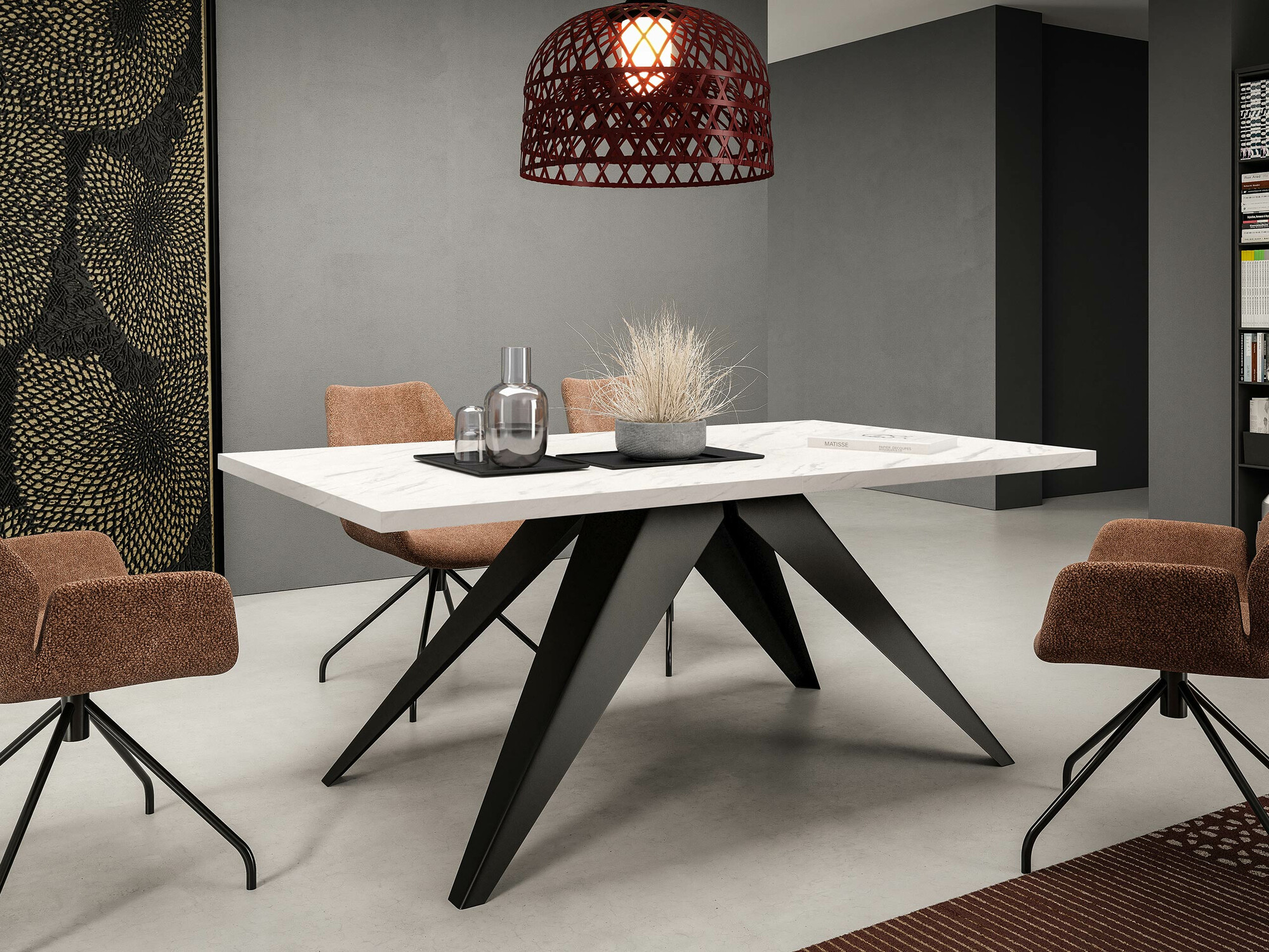 Borð Oswego 113 (Svartur + Hvítur marmari)