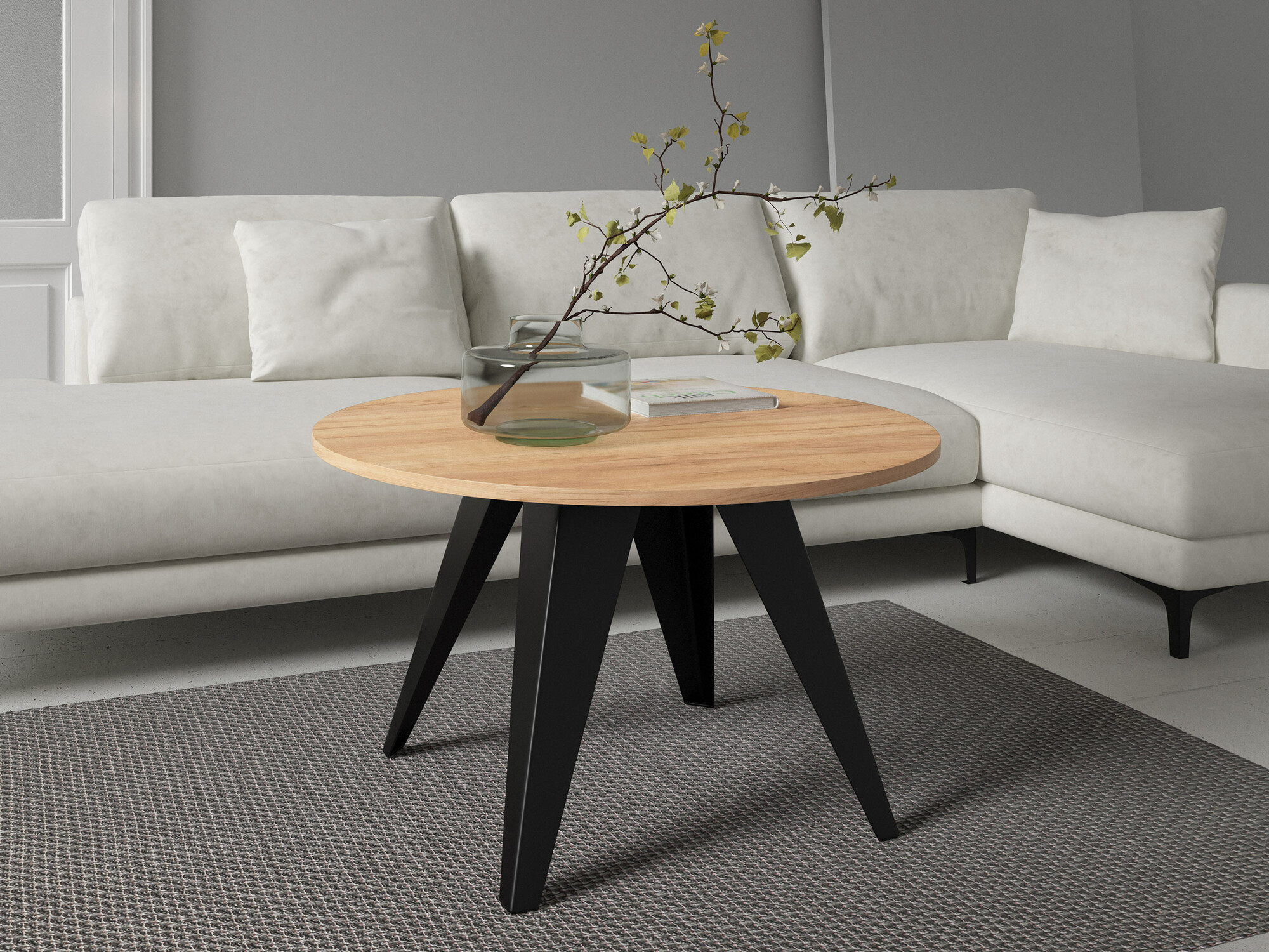 Sófaborð Oswego 116 (Svartur + Craft-gyllt eik)