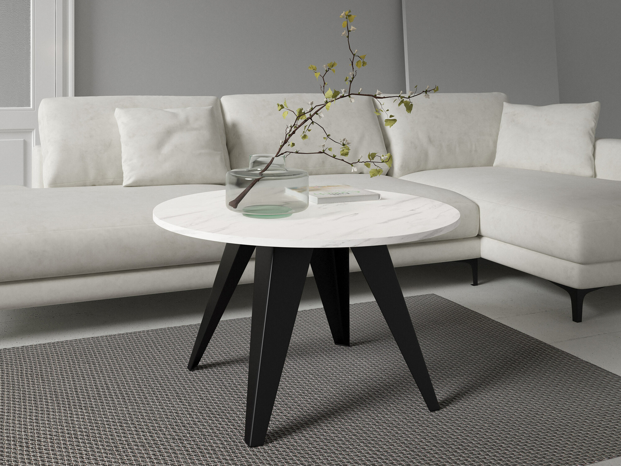 Sófaborð Oswego 116 (Svartur + Hvítur marmari)