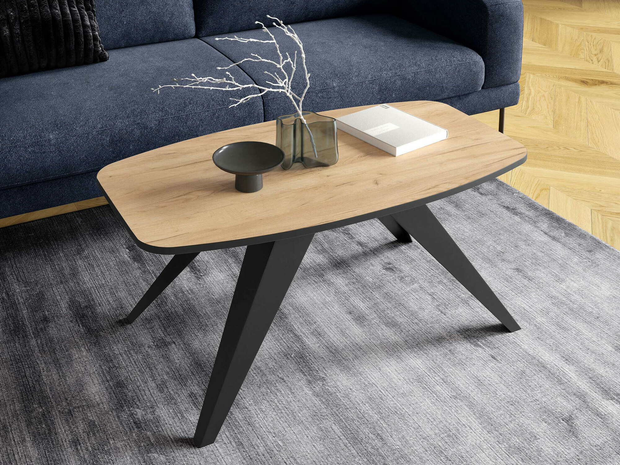 Sófaborð Oswego 117 (Svartur + Craft-gyllt eik)