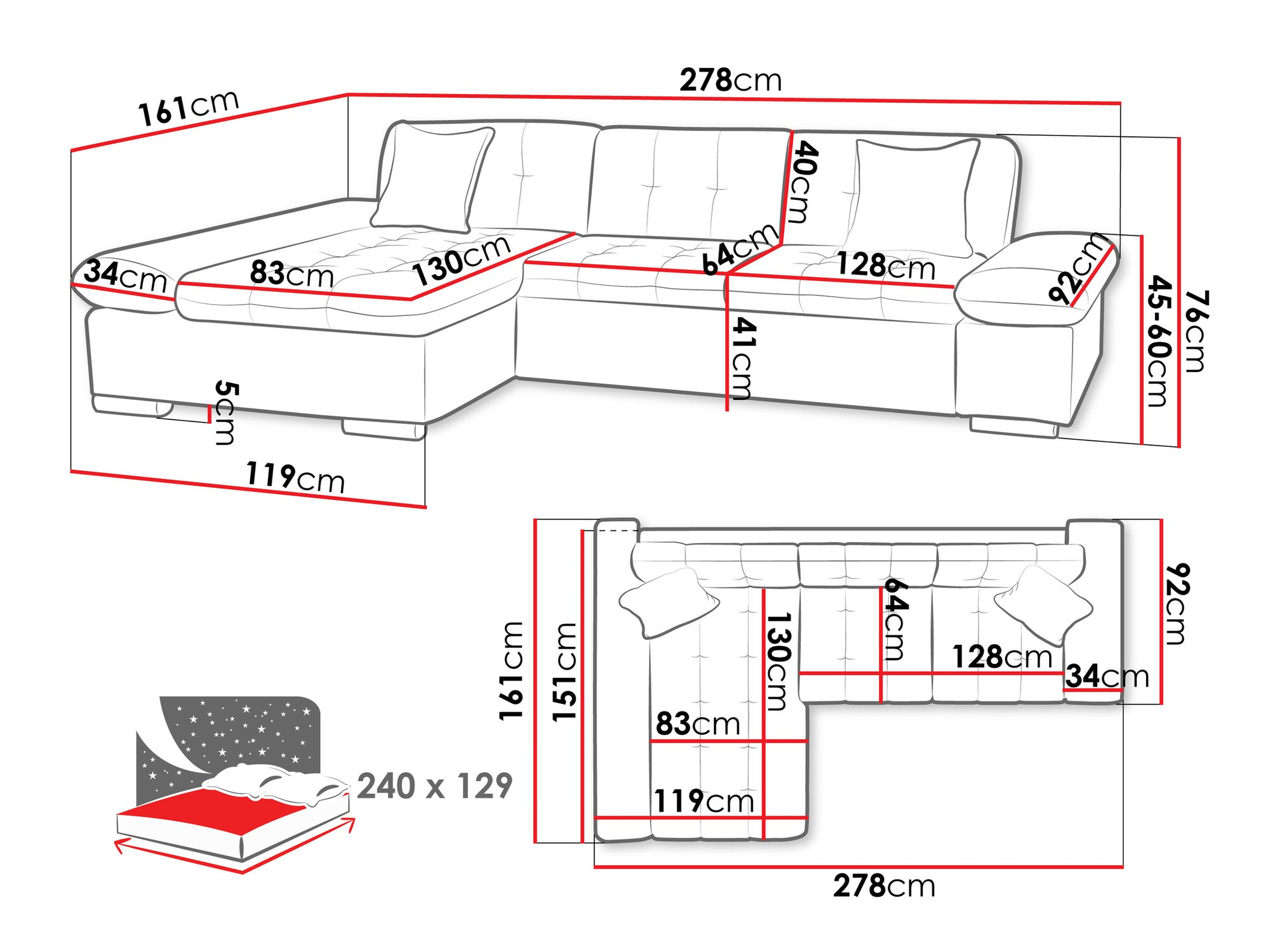 Horn­sófi Comfivo Sanitas II (Horton 204.01)