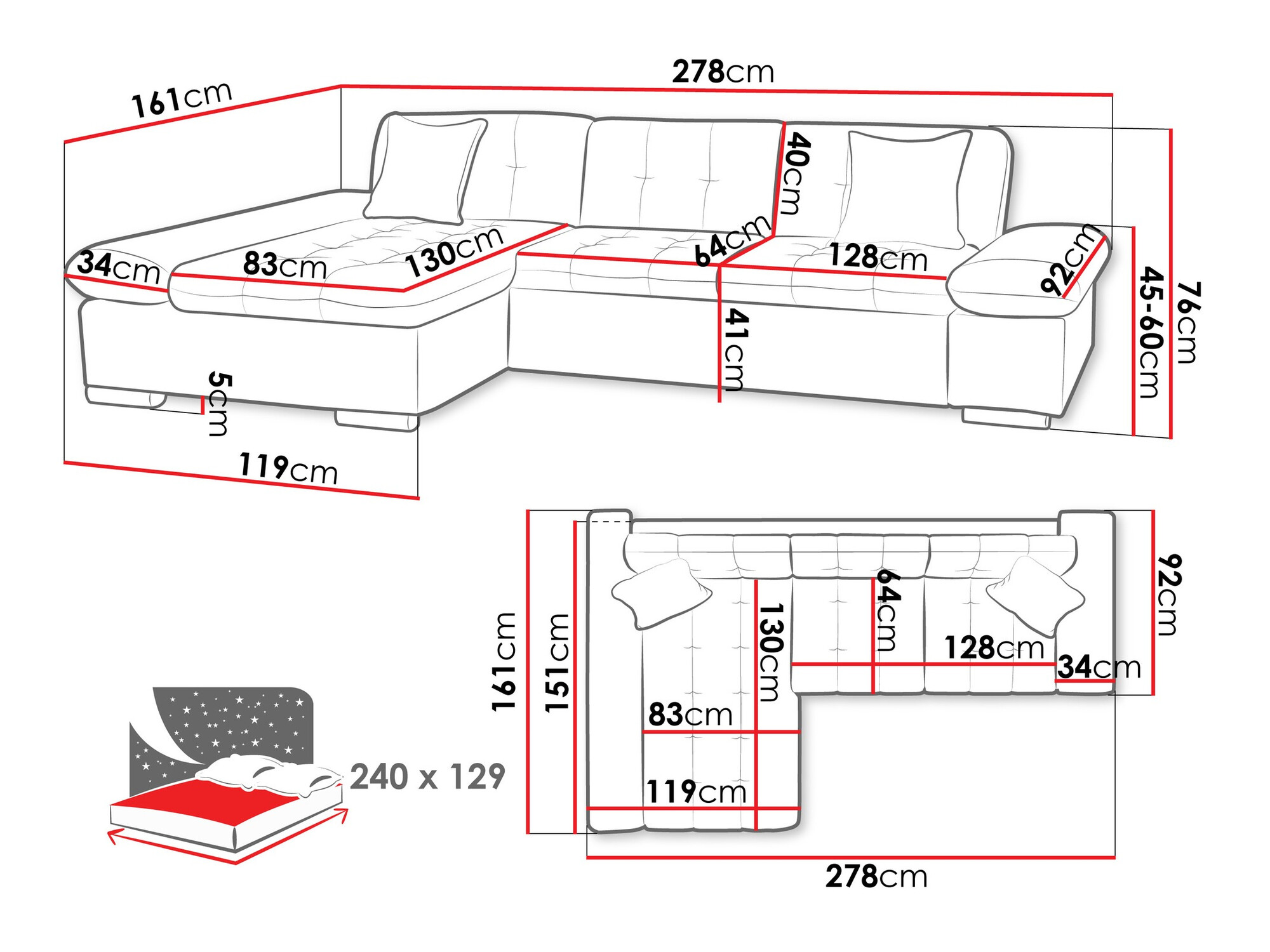 Horn­sófi Comfivo Sanitas II (Magni 206.11)