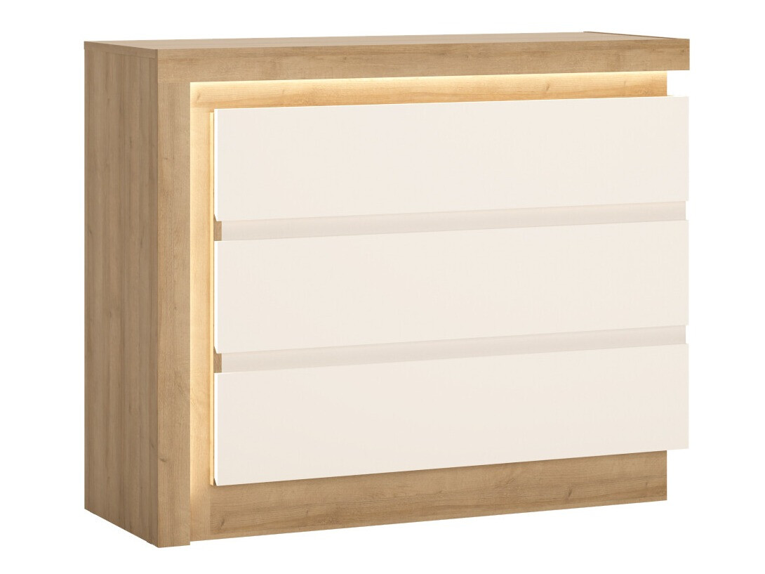 Kommóða Feldeli 108 (Riviera eik + Hvítt háglans)